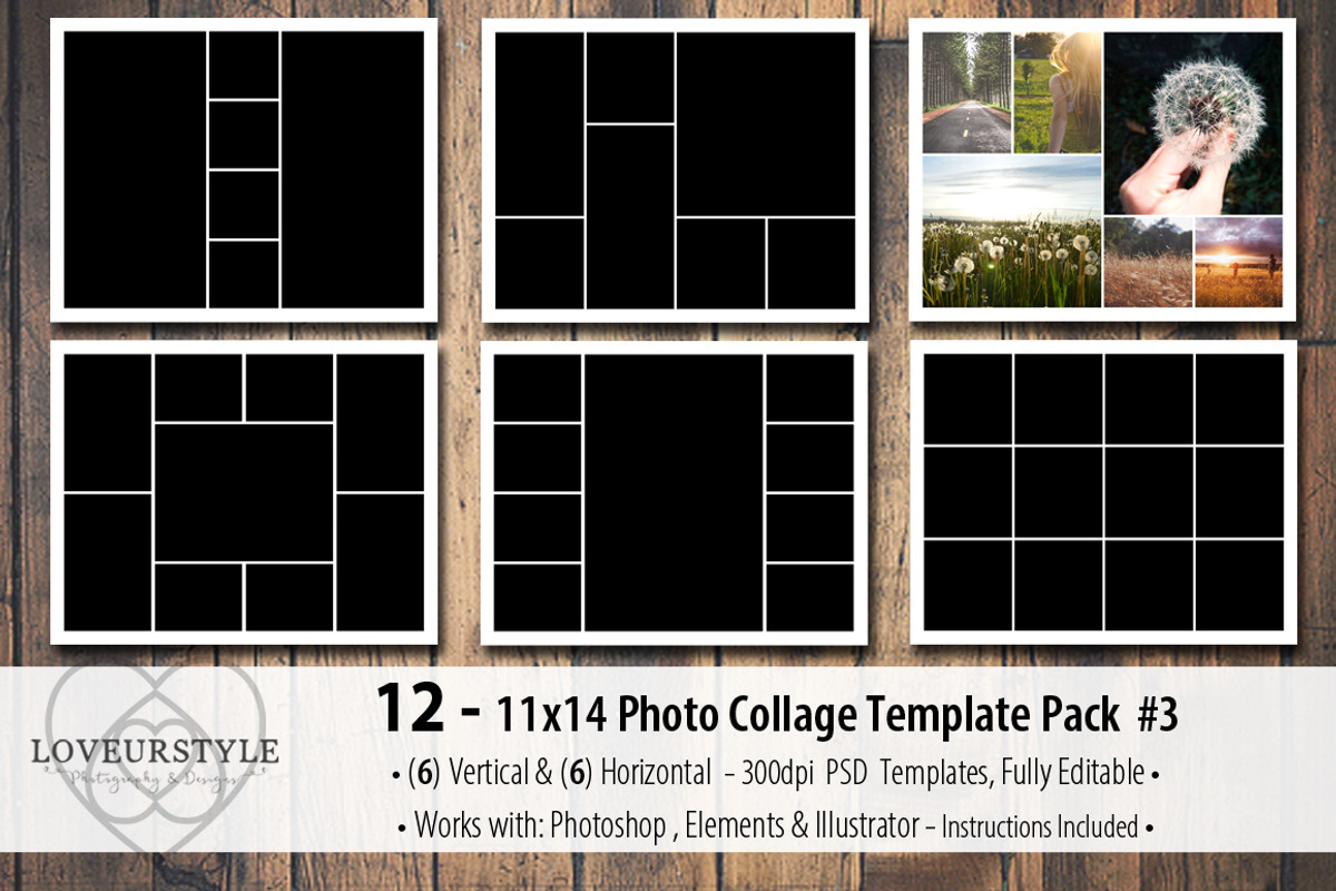 11x14 Photo Collage Template Pack 3, a Marketing Template by Loveurstyle Designs (Photo 2 of 2)