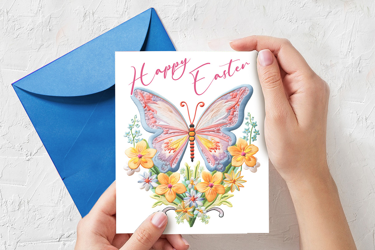 Embroidery Butterfly & Flowers PNG, an Object Graphic by V Design Creator (Photo 7 of 7)