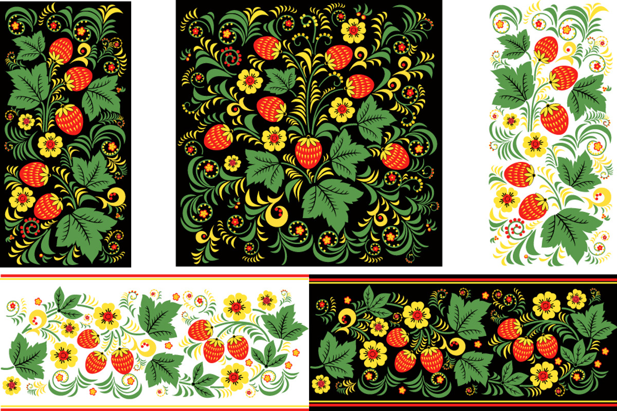 Set of patterns khokhloma, a Pattern Graphic by BondarenkoNat (Photo 4 of 4)