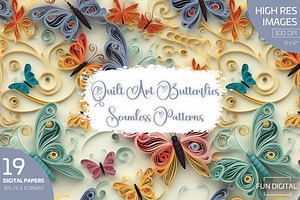 Quilt Butterflies Seamless Patterns