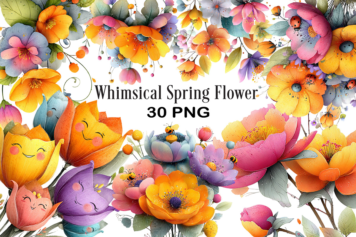 Whimsical Spring Garden Flower Clipa, an Illustration by Black Bird Studio (Photo 1 of 5)