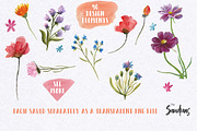 Wild flowers watercolor clip art, an Illustration by SandraGraphicDesign (Thumbnail 6 of 7)