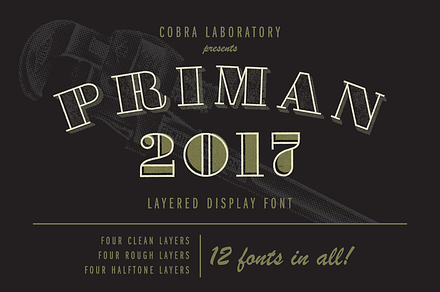Priman Layered Display Font, a Font by Cobra Labs