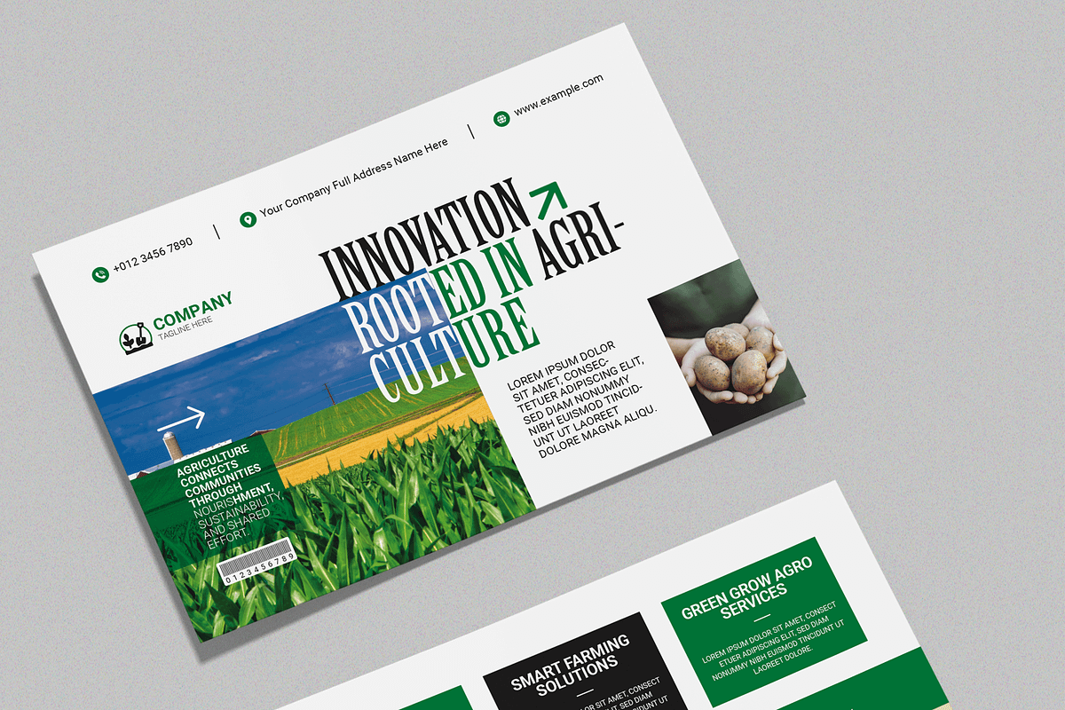 Farming Postcard Design Template, a Card Template by MightyDesign (Photo 3 of 8)
