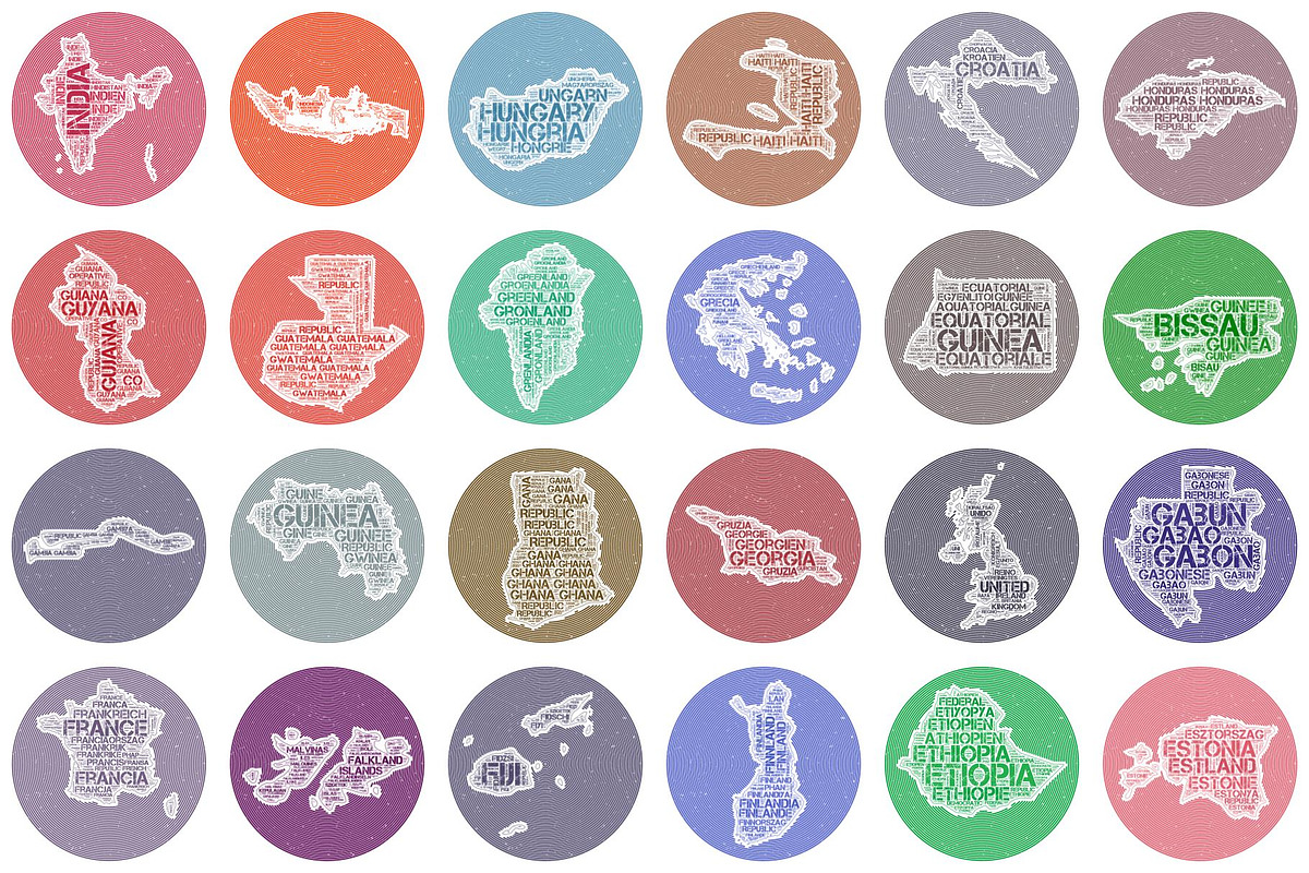 Retro Circular World Countries, an Object Illustration by Eugene Ga (Photo 4 of 7)