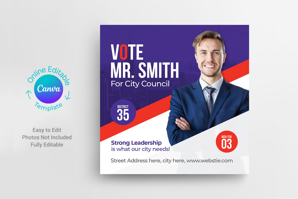 Canva Political Election Post Banner, A Social Media Template By 