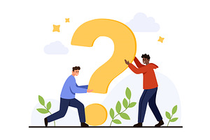 People Holding Large Yellow Question, a Person Illustration by Flashvector