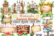 Summer Day Wooden Sign Clipart, an Illustration by DreamCafeArt (Thumbnail 1 of 9)