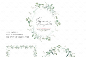 Watercolor Greenery Clipart Bundle