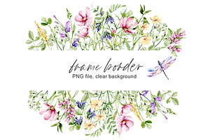 Flower Garden, Watercolor Clipart