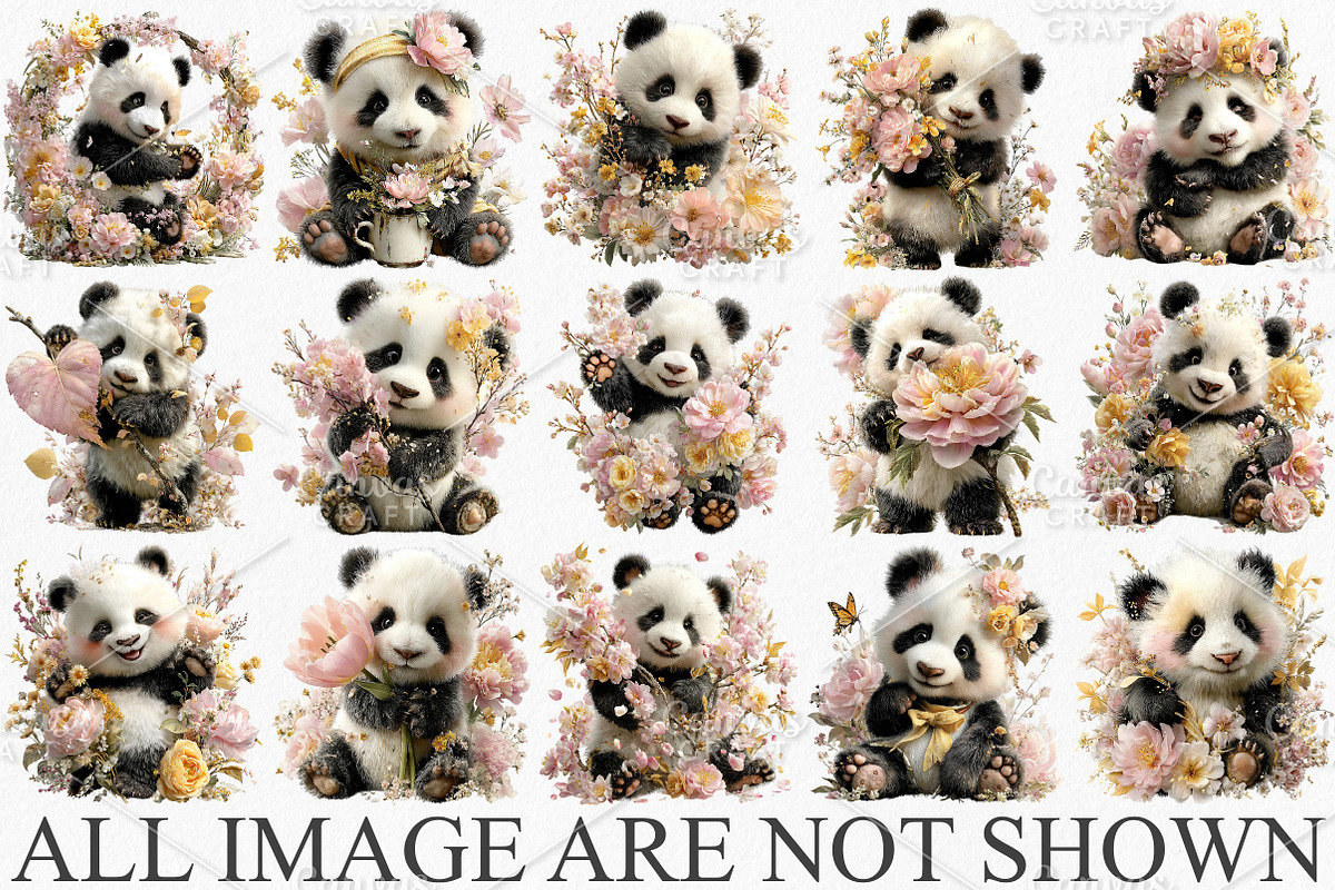 Watercolor Spring Panda Clipart PNG, an Illustration by Canvas Craft (Photo 3 of 7)