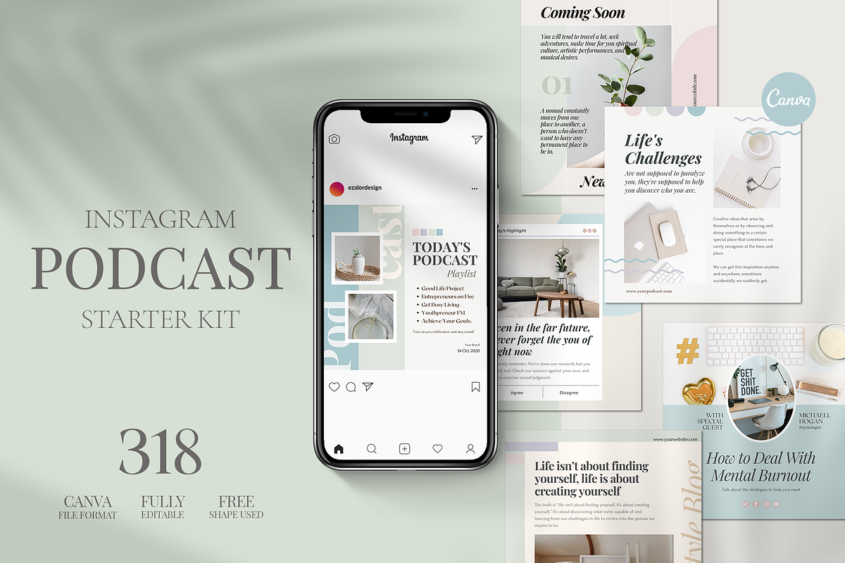 Instagram Podcast Starter Kit, a Social Media Template by Analogi Studio (Photo 1 of 27)