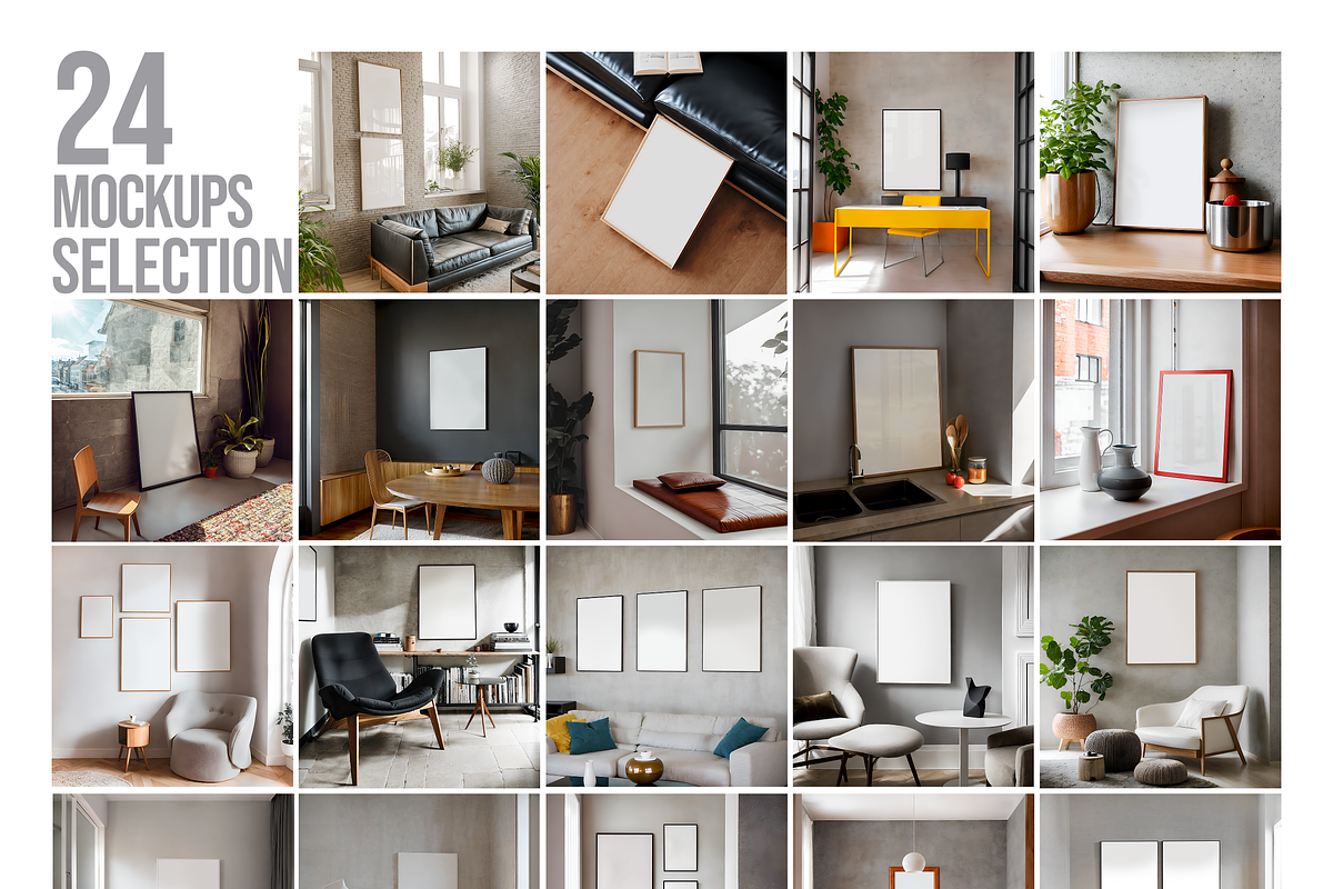 24 Minimalist Poster Mockup Bundle, a Poster Template by SigaSigaMockup (Photo 3 of 11)