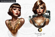 Vintage flappers clipart set, a Decorative Illustration by ThatsDesignArt (Thumbnail 9 of 10)