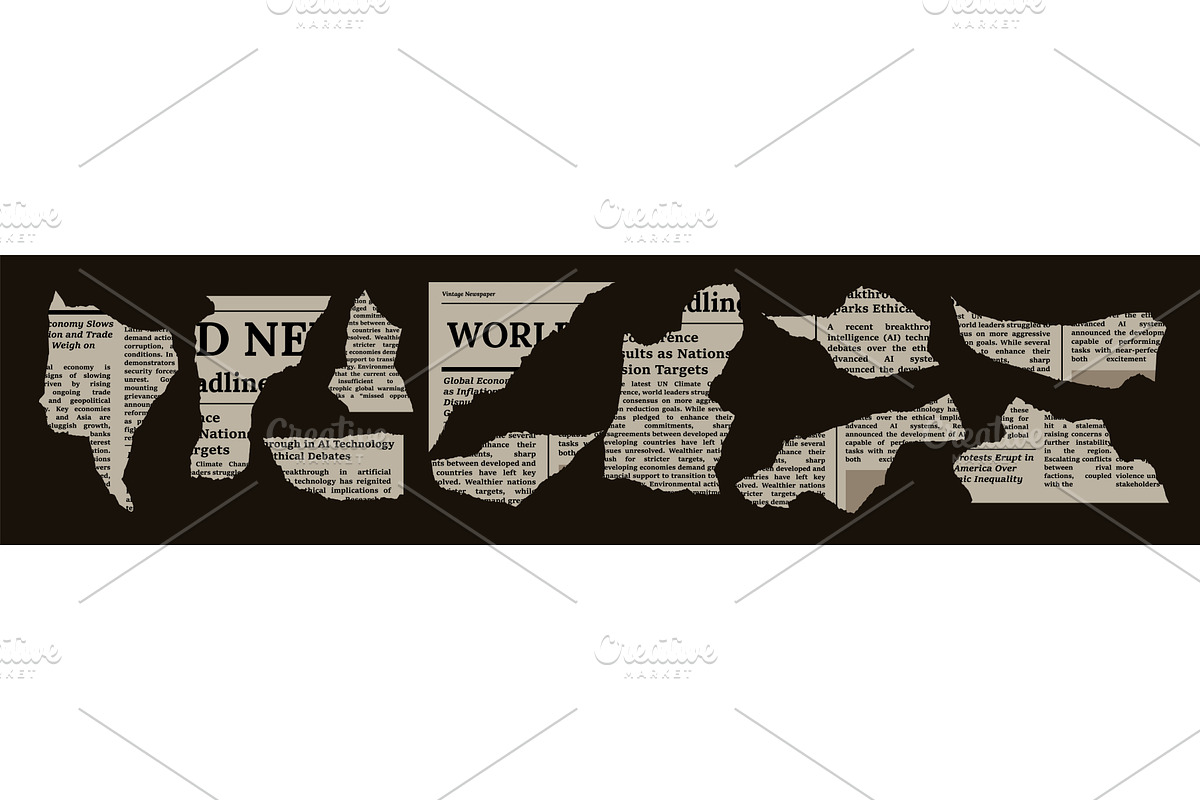Retro newspaper collage with torn, an Illustration by skripnikbb