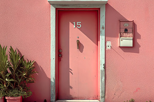 Charming Pink House Facade, an Architecture Photo by Ocean Digital Art