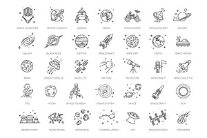 Set of Space Icons, an Outline Icon by Tettygreen