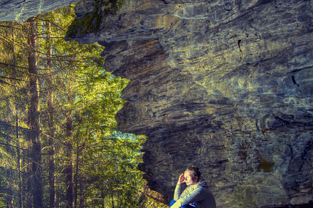 girl in a cave sits, a Photo by Pictures for you!!!!!!!!!