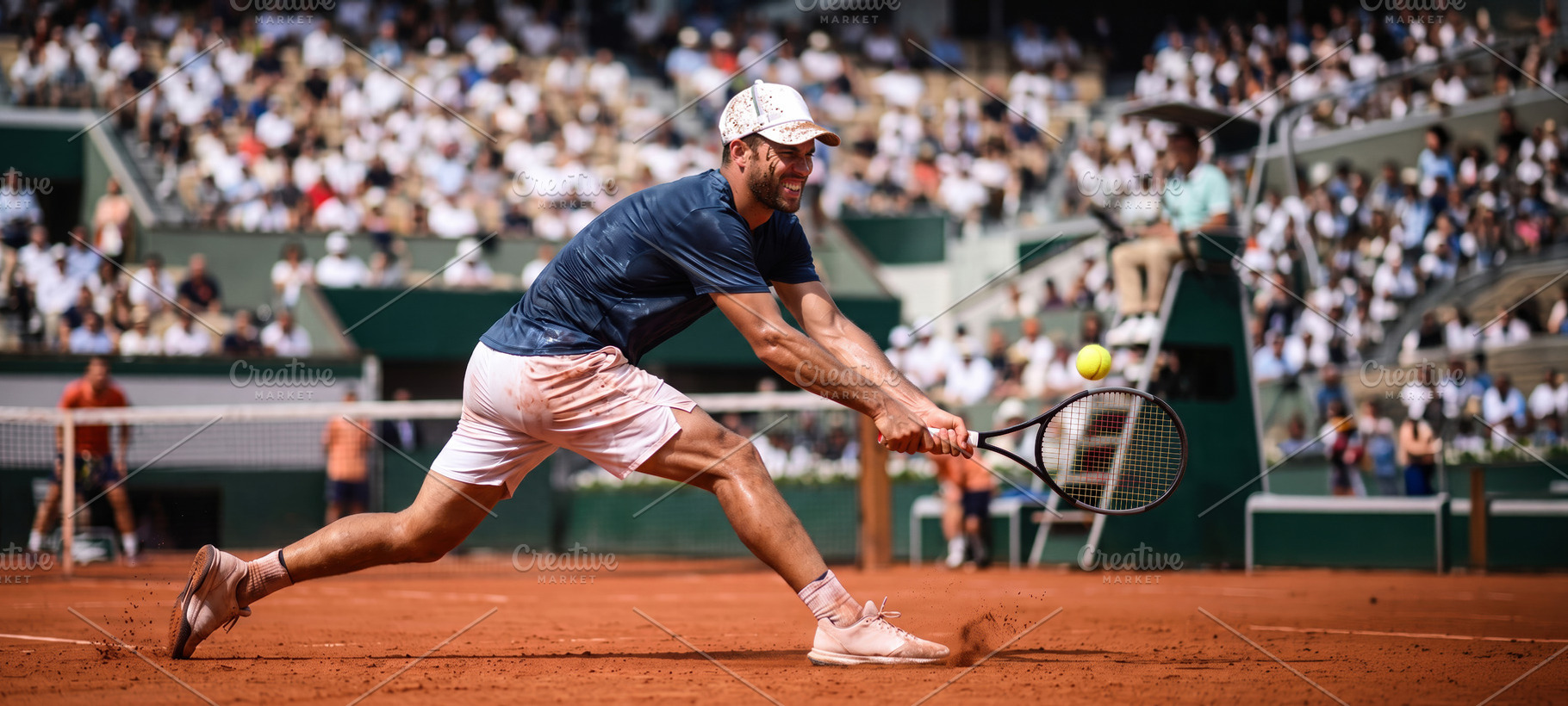 Clay Court Tennis Player Hitting Forehand, a Sports & Recreation Photo by Davizro's Market