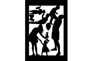 Silhouettes of a family in a frame, a Person Illustration by Nenahliadava Design