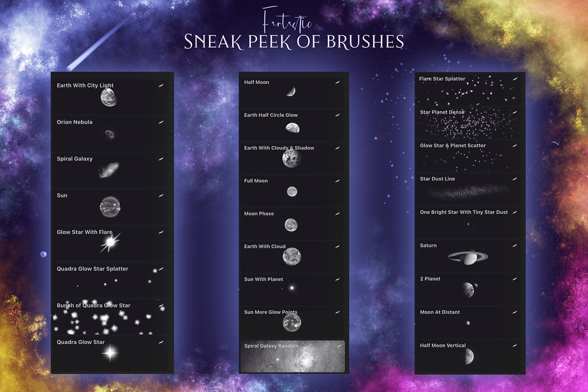 Space Galaxy Procreate Brushes, a Brush Add-On by ArtstudioByKhushbu (Photo 8 of 9)