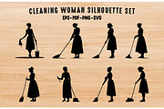 Cleaning Woman Silhouette SVG Set, a Work Illustration by Gfx Expert Team (Thumbnail 1 of 3)