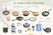 Watercolor Camping Clipart, a Person Illustration by NataliArkushArt (Thumbnail 7 of 24)