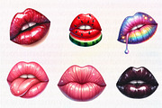 Watercolor Cute Lips Clipart, an Illustration by CreationArt (Thumbnail 2 of 5)