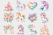 Watercolor Pastel Unicorn Clipart, a Seasonal Illustration by Design Market (Thumbnail 2 of 5)