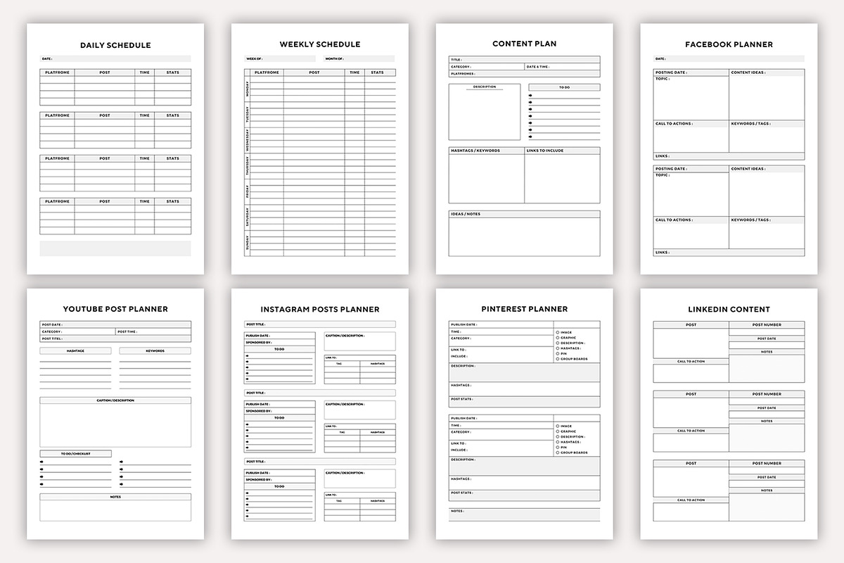 Editable social media planner, a Stationery Template by DesignByStore (Photo 2 of 3)