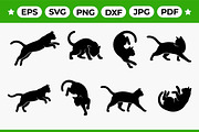 Leaping and Pouncing Cat Silhouettes, an Animal Illustration by Artonix (Thumbnail 1 of 3)
