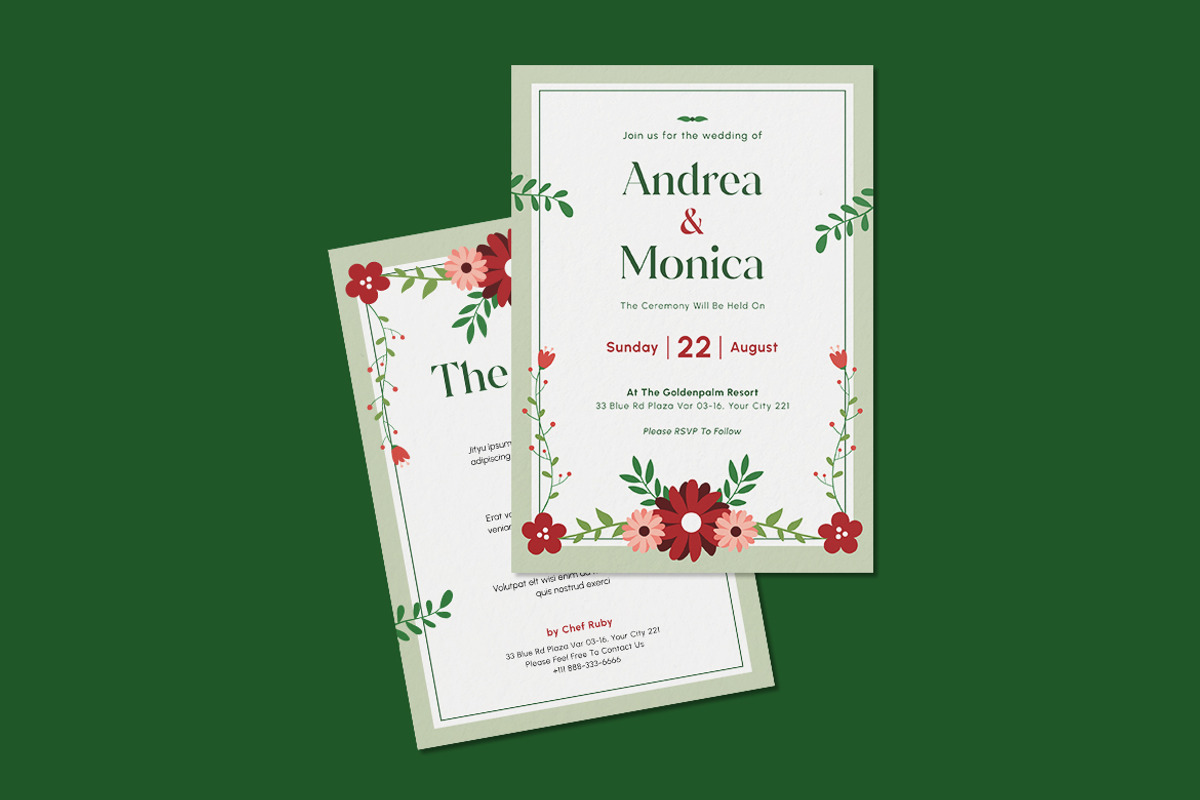 Peppa Floral Wedding Invitation, an Invitation Template by iDoodle Studio (Photo 4 of 4)