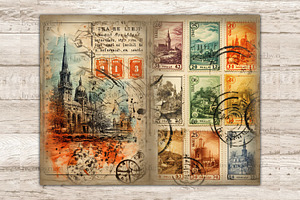 Stamps Junk Journal Pages Vintage