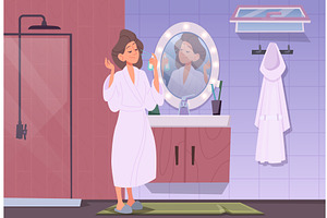 Beauty care. Woman cleaning skin, an Object Illustration by Onyx