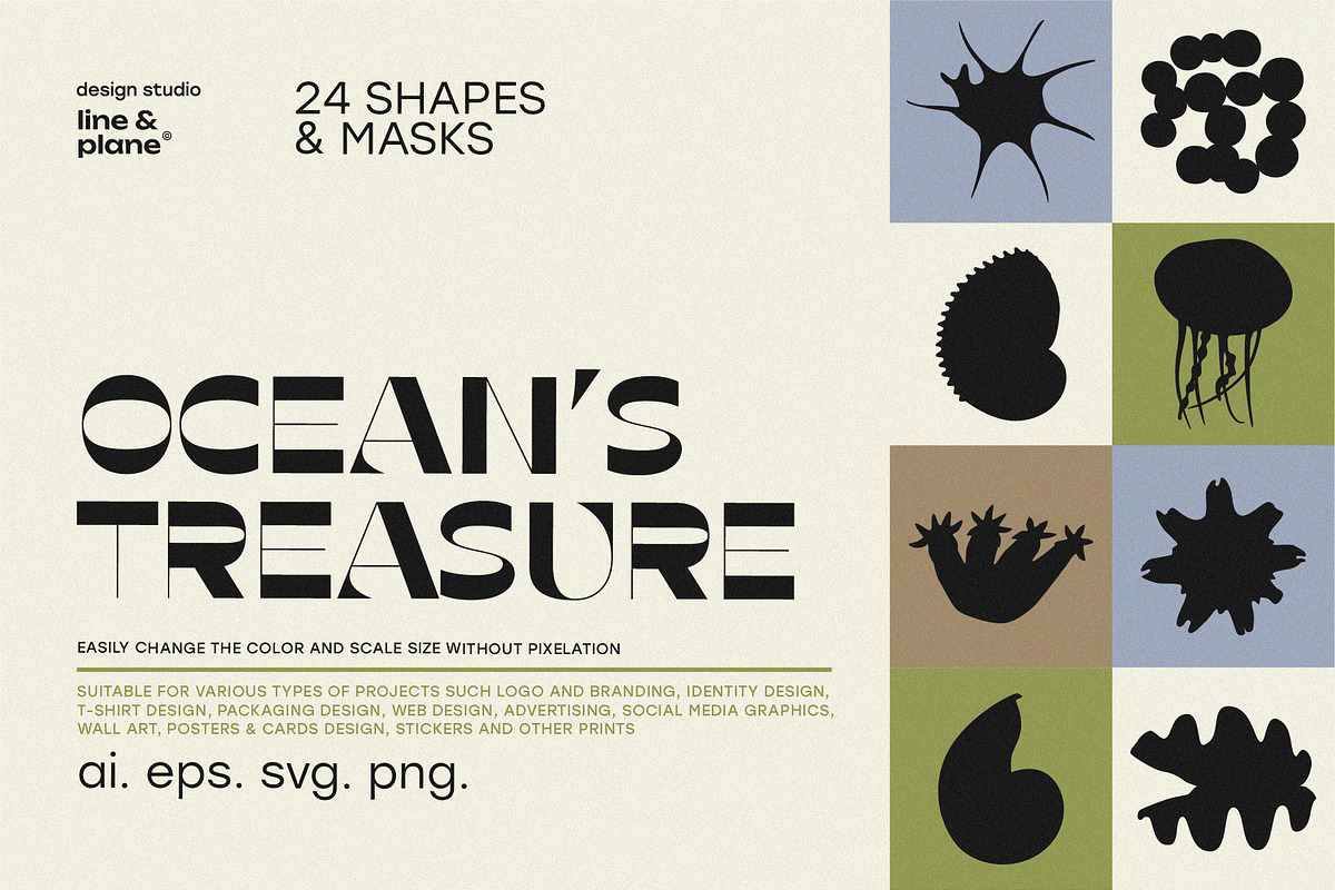 Ocean's Treasure 24 Shapes & Masks, an Object Graphic by line & plane (Photo 1 of 10)