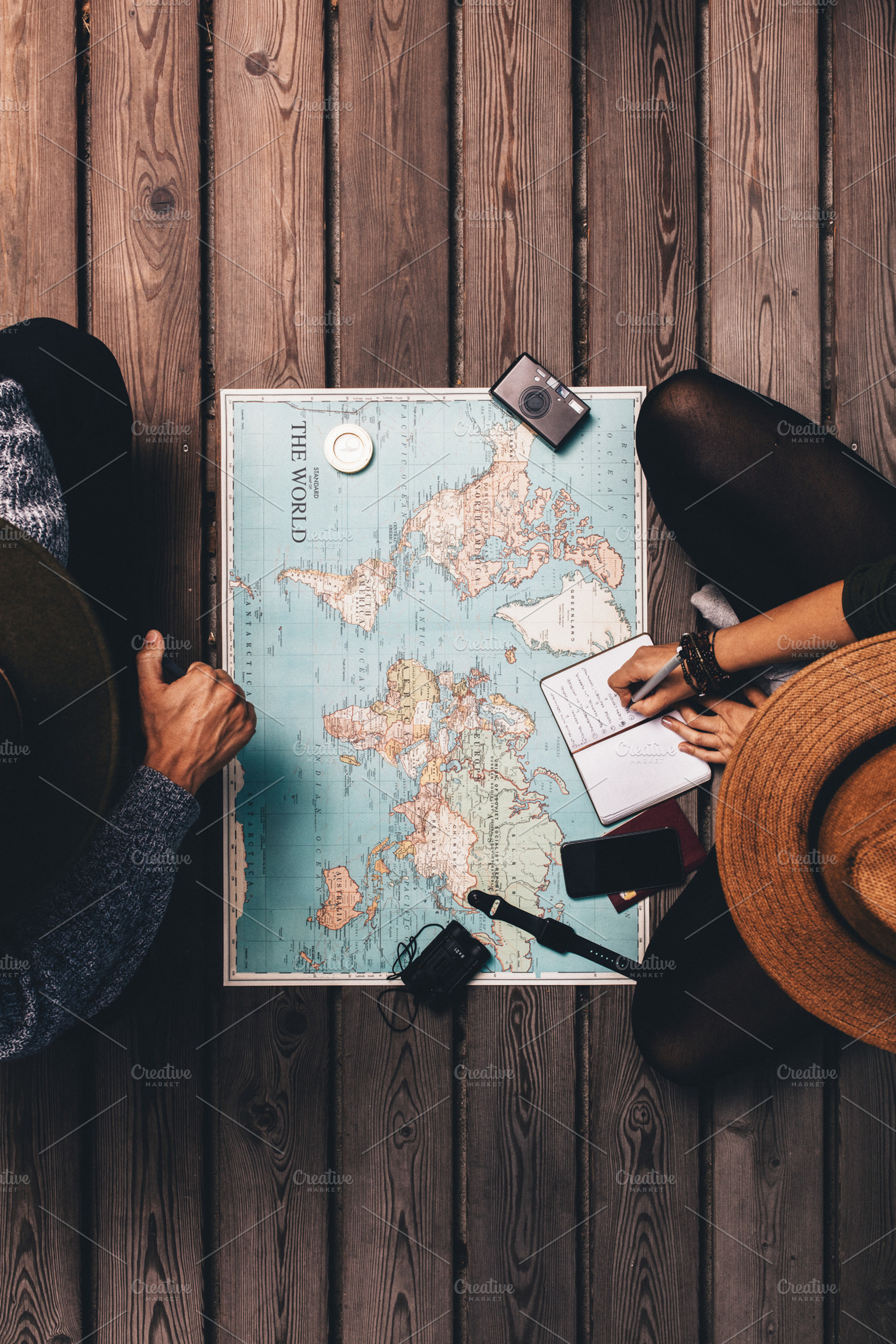 Couple planning vacation stock photo containing accessories and antique, a Person Photo by Jacob Lund
