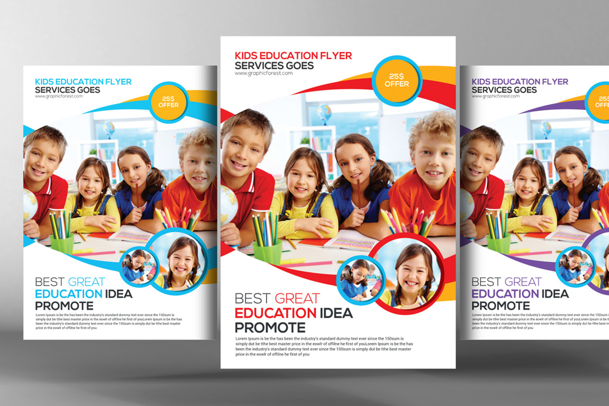 10 School Education Flyers Bundle, a Flyer Template by graphicforest