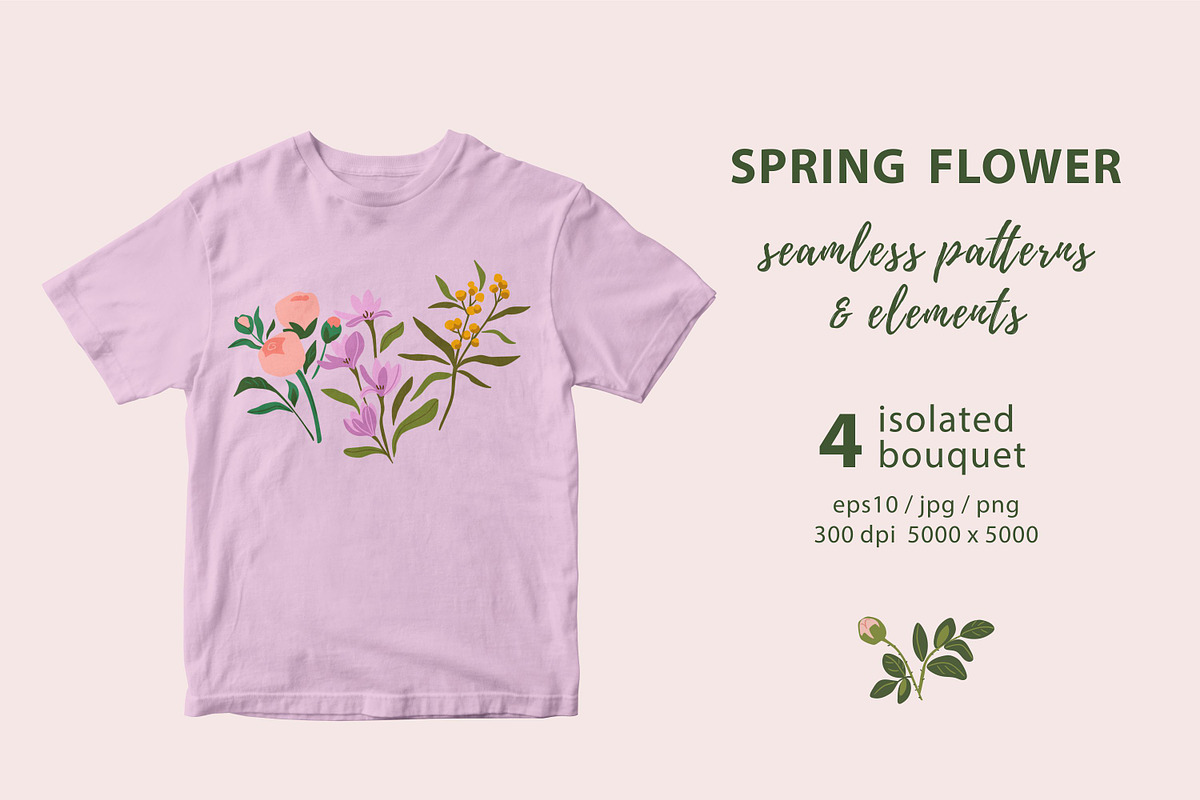 Spring seamless patterns & elements, a Pattern Graphic by Alenkakarabanova (Photo 4 of 8)