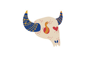 Bull Skull, Boho Style Design