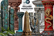 Fantasy Pillars & Monoliths Clipart, a Seasonal Illustration by ThatsDesignArt (Thumbnail 1 of 10)