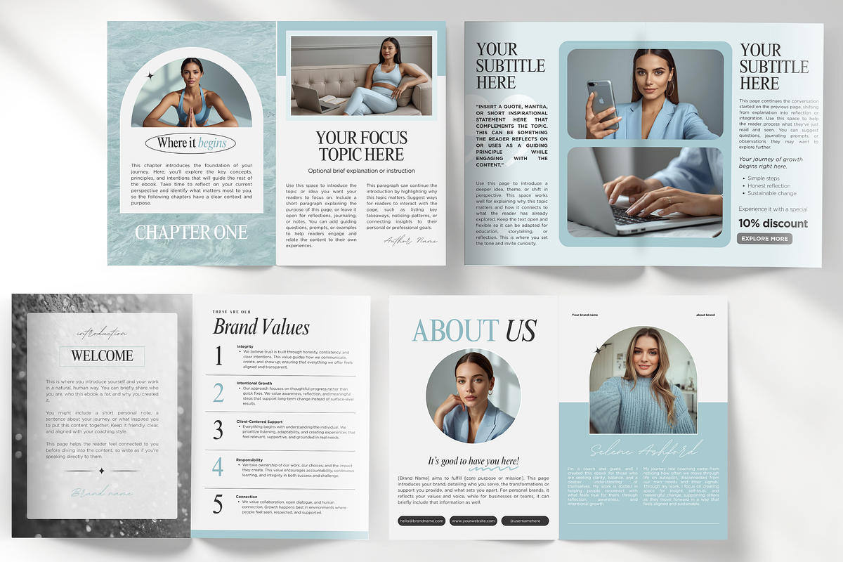 Wellness Coach Ebook Template Blue, a Magazine Template by DigiPax (Photo 4 of 11)