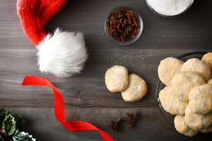Detail of anise cookies on wooden table Christmas decoration top, a Food & Drink Photo by Davizro's Market