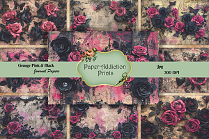 Grunge Pink & Black Journal Papers