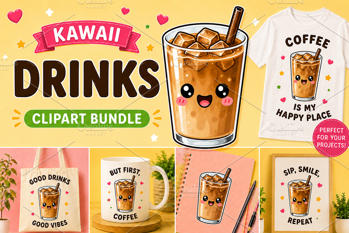 Kawaii Drinks Clipart PNG, a Food Illustration by QM_ART (Photo 3 of 4)