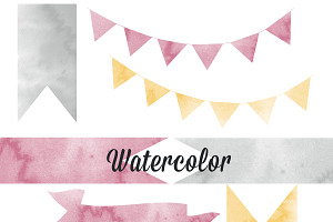 Watercolor Texture Ribbon Graphics