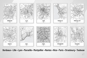 France City Street Maps - Print Art