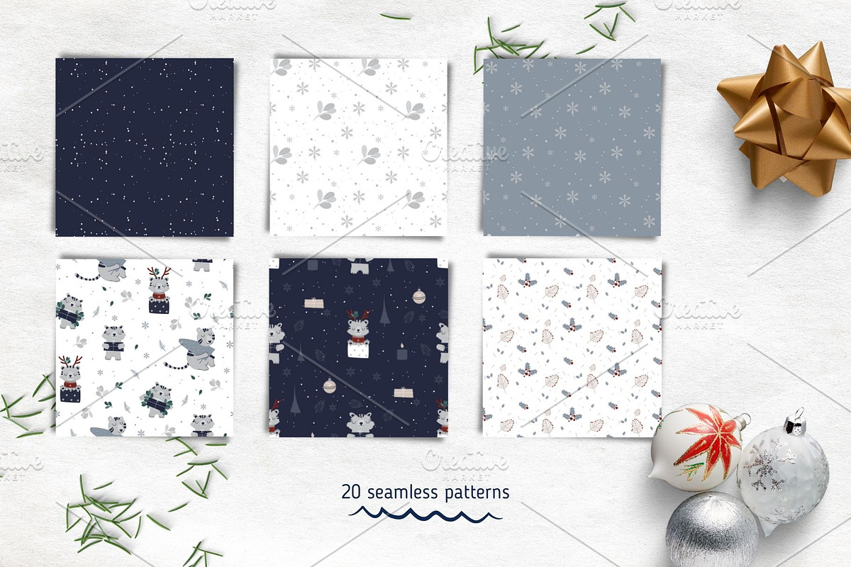 Tiger Christmas Collection, an Animal Illustration by Iryna Danyliuk (Photo 8 of 16)