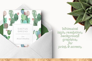 Cactus Greens Watercolor Graphics