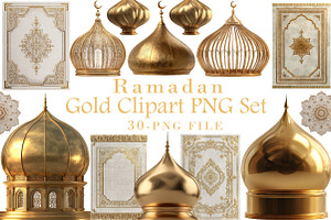 Ramadan Gold Clipart PNG Set, an Illustration by Libby Wishes