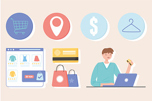 online shop set, a Finance Illustration by studiogstock